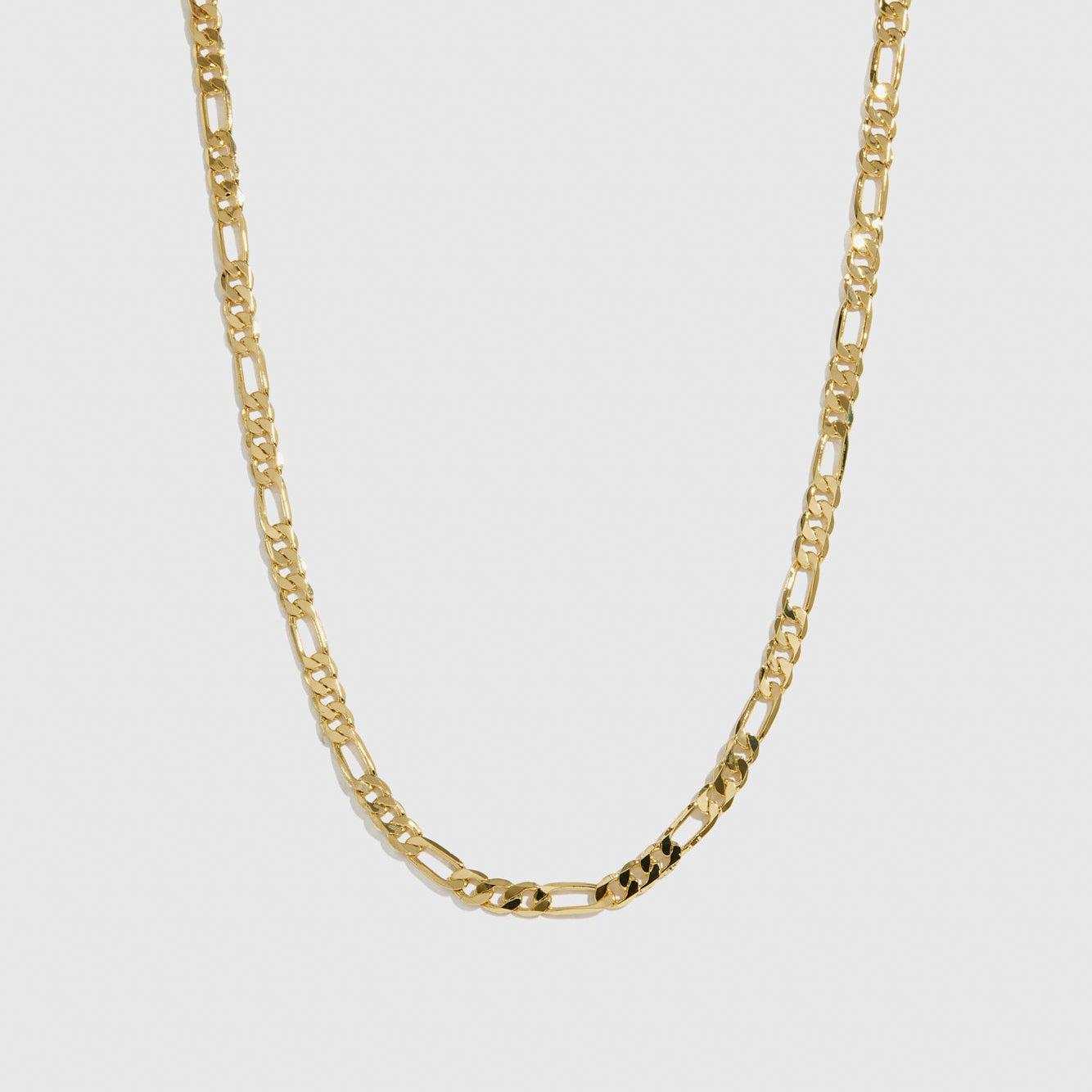 14k gold plated men's Figaro chain necklace, shown on a plain background.