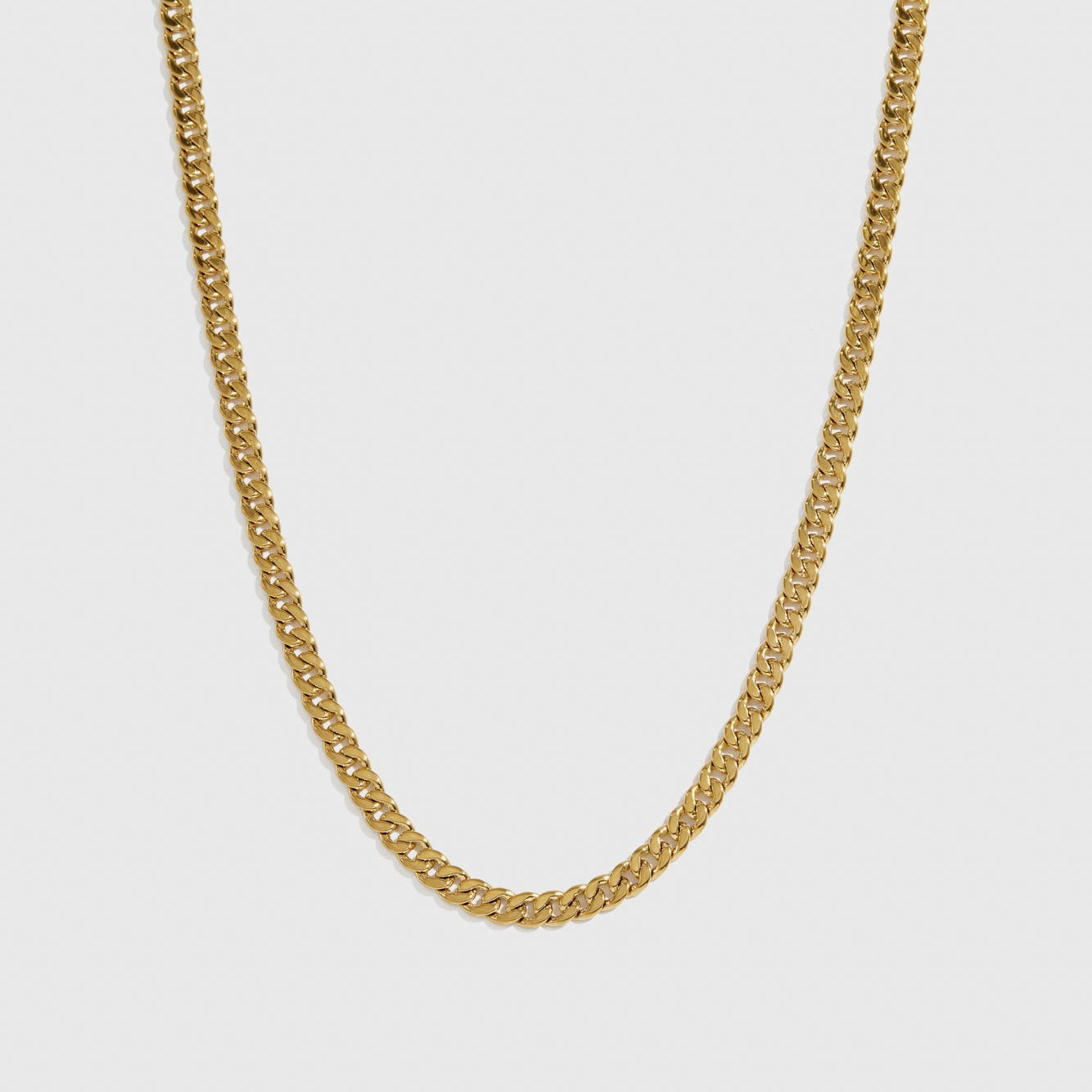 14k gold plated men's curb chain necklace, shown on a plain background.