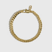 14k gold plated men's curb chain bracelet, shown on a plain background.