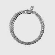 Silver plated men's curb chain bracelet, shown on a plain background.