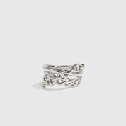Silver plated mariner stacked ring, shown on a plain background.