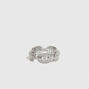 Sterling silver 925 mariner pavé ring with cubic zirconia, shown on a plain background.