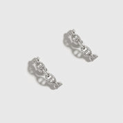 Silver plated mariner pavé earrings with cubic zirconia, shown on a plain background.
