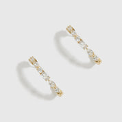 14k gold plated multi-cut hoop earrings with cubic zirconia, shown on a plain background.