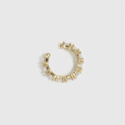 14k gold plated sterling silver 925 square-cut ear cuff with cubic zirconia, shown on a plain background.