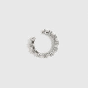 Sterling silver 925 square-cut ear cuff with cubic zirconia, shown on a plain background.