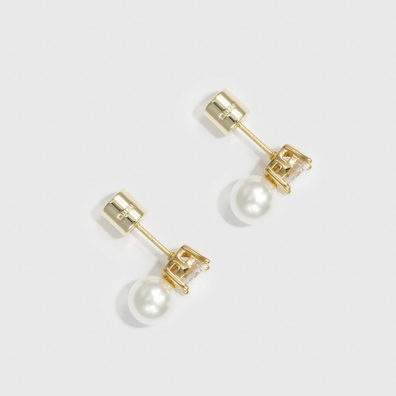 Boutons d'Oreilles Zircon Rond et Perle