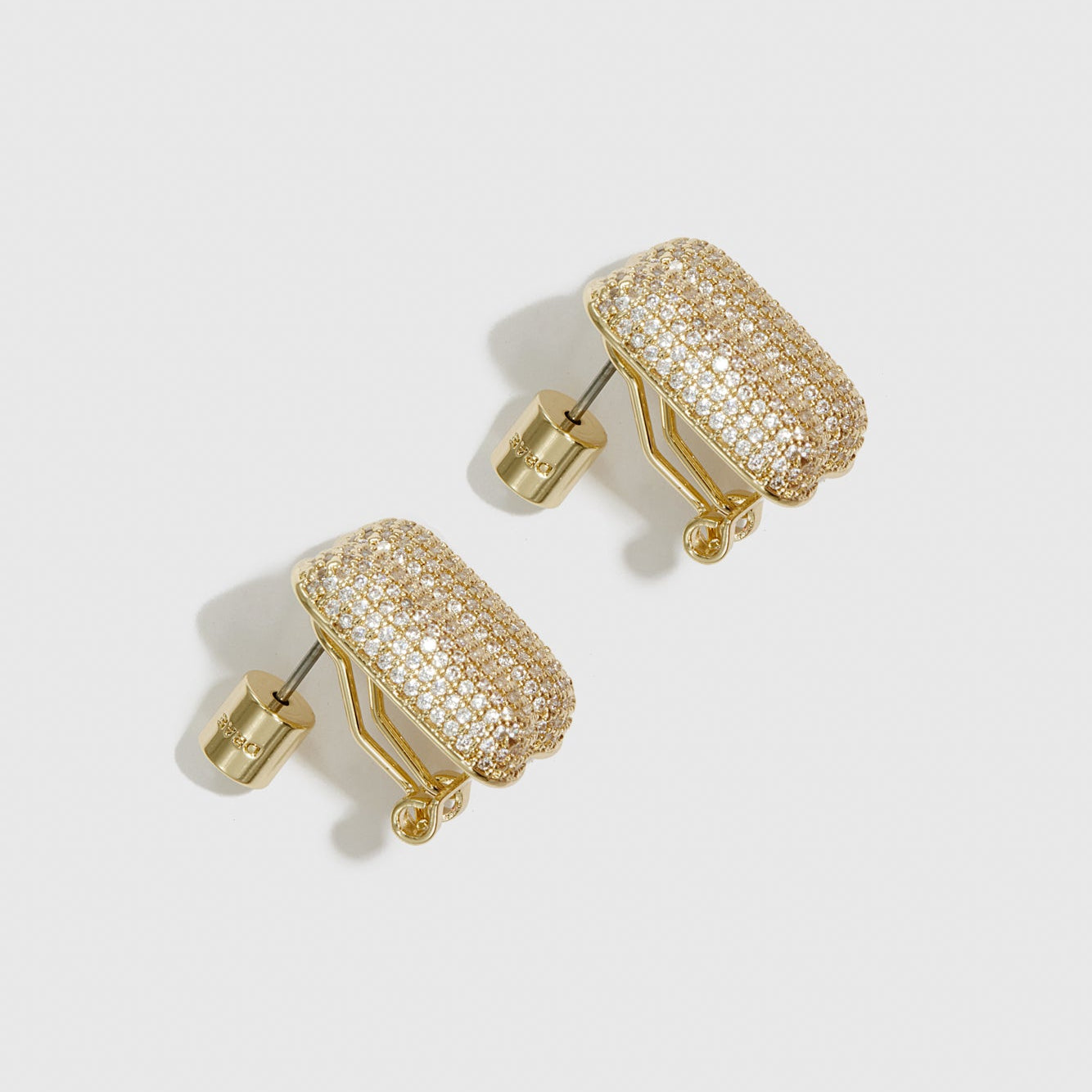 Double Rounded Rectangle Pavé Stud Earrings