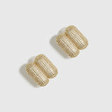 Double Rounded Rectangle Pavé Stud Earrings