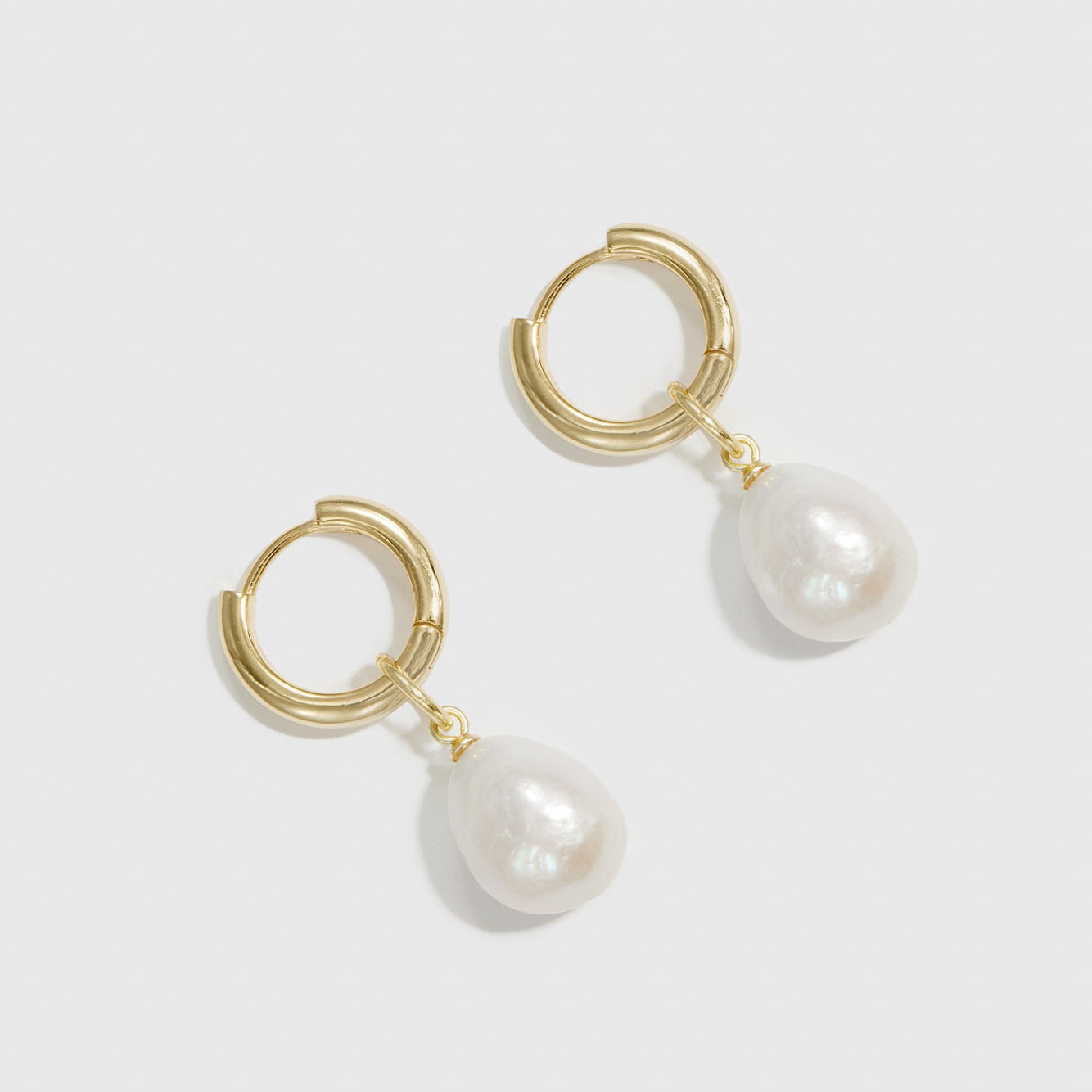 Baroque Pearl Huggie Earrings
