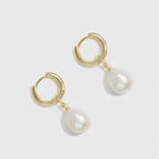 Baroque Pearl Huggie Earrings