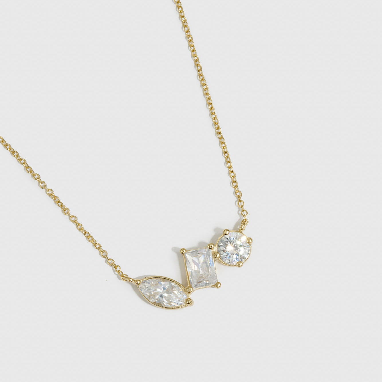 Trio-Cut Dainty Necklace