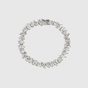 Silver plated multi-cut tennis bracelet with cubic zirconia, shown on a plain background.