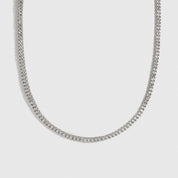 Silver plated dainty tennis choker with cubic zirconia, shown on a plain background.