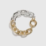 Mixed metal oval link bracelet, shown on a plain background.