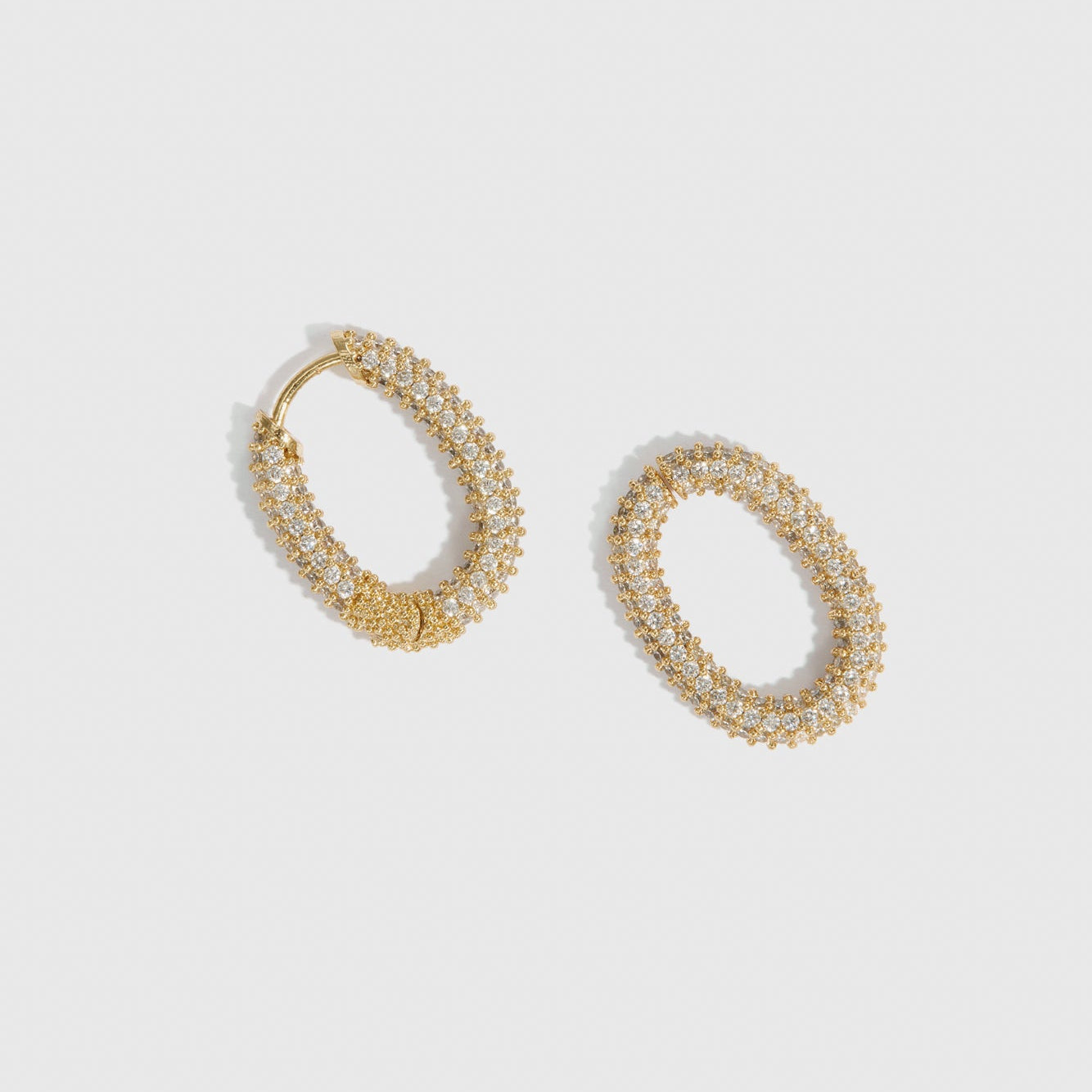 Oval Link Pavé Pendant Hoops