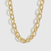 14k gold plated oval link necklace, shown on a plain background.
