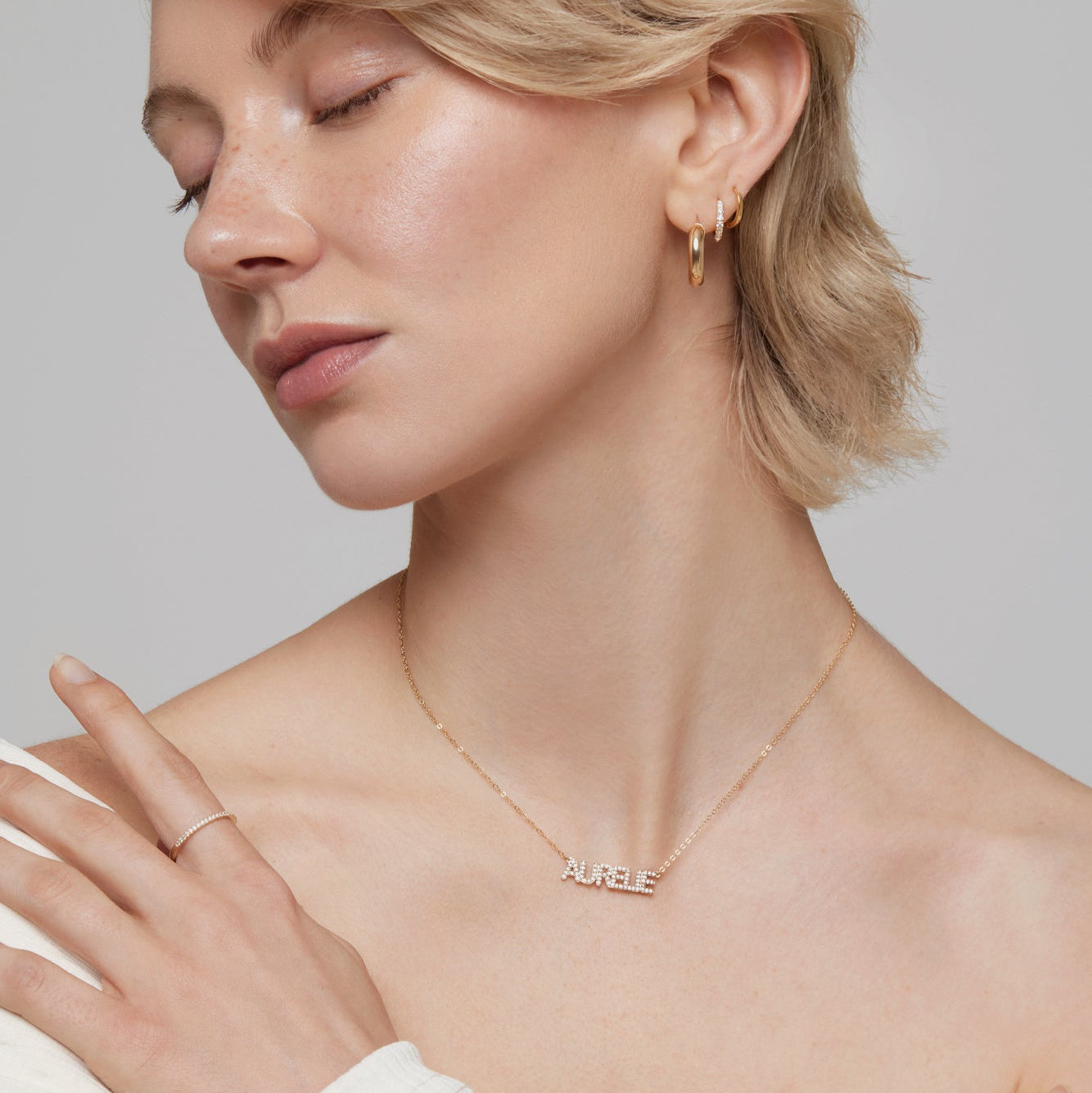 Personalized Pavé Block Font Nameplate Necklace