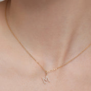 Block Font Pavé Letter Pendant Necklace