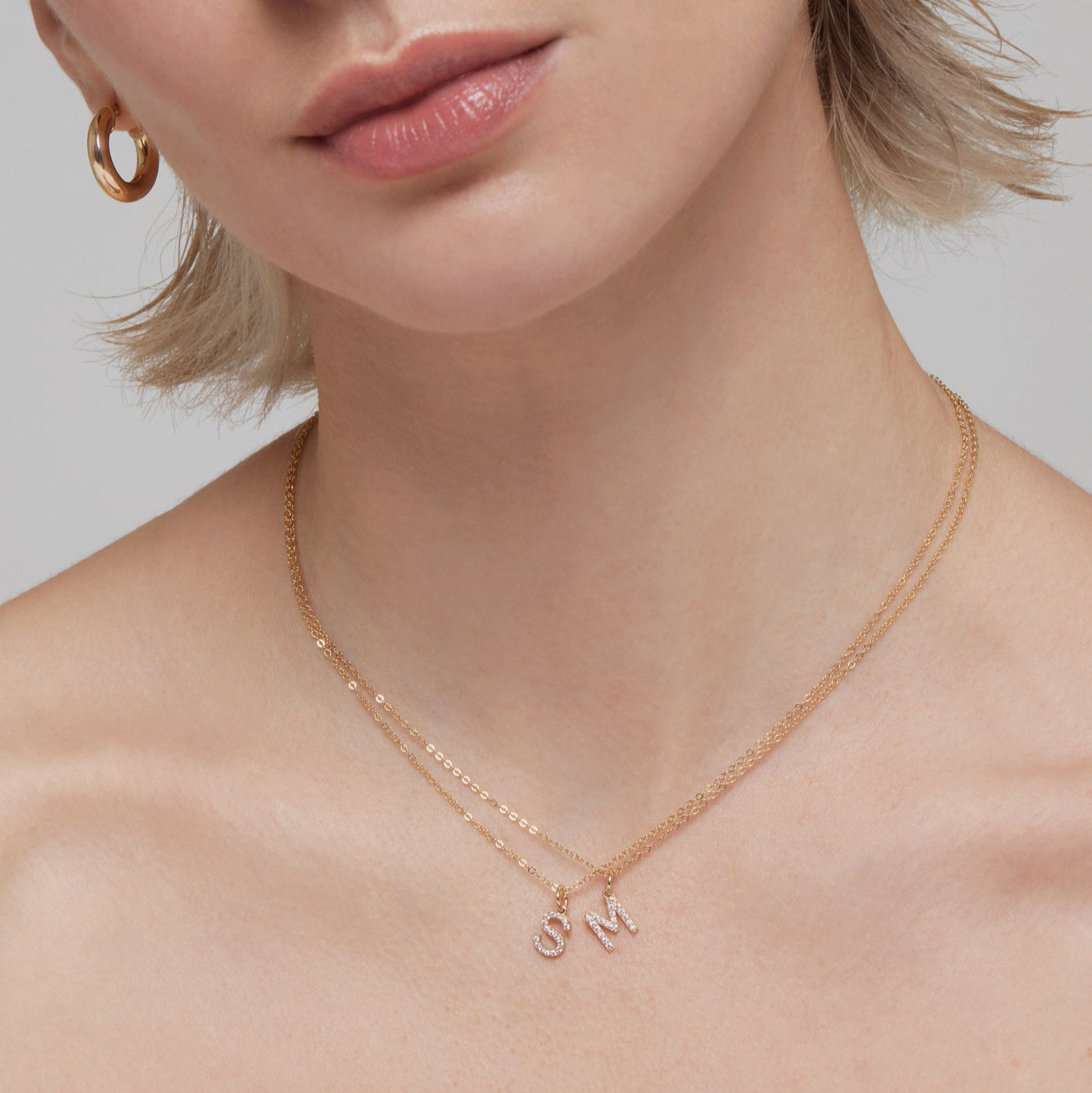 Block Font Pavé Letter Pendant Necklace