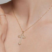 Goth Cross Pavé Pendant Necklace