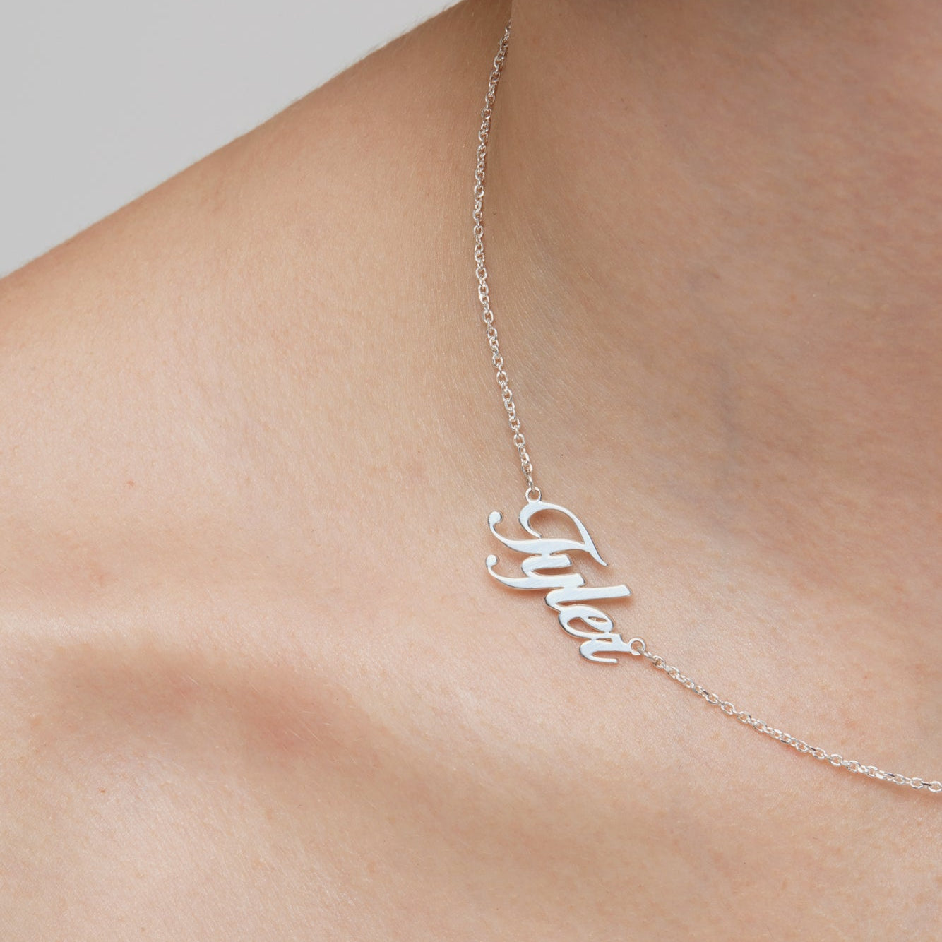 Personalized Cursive Font Two Nameplates Necklace