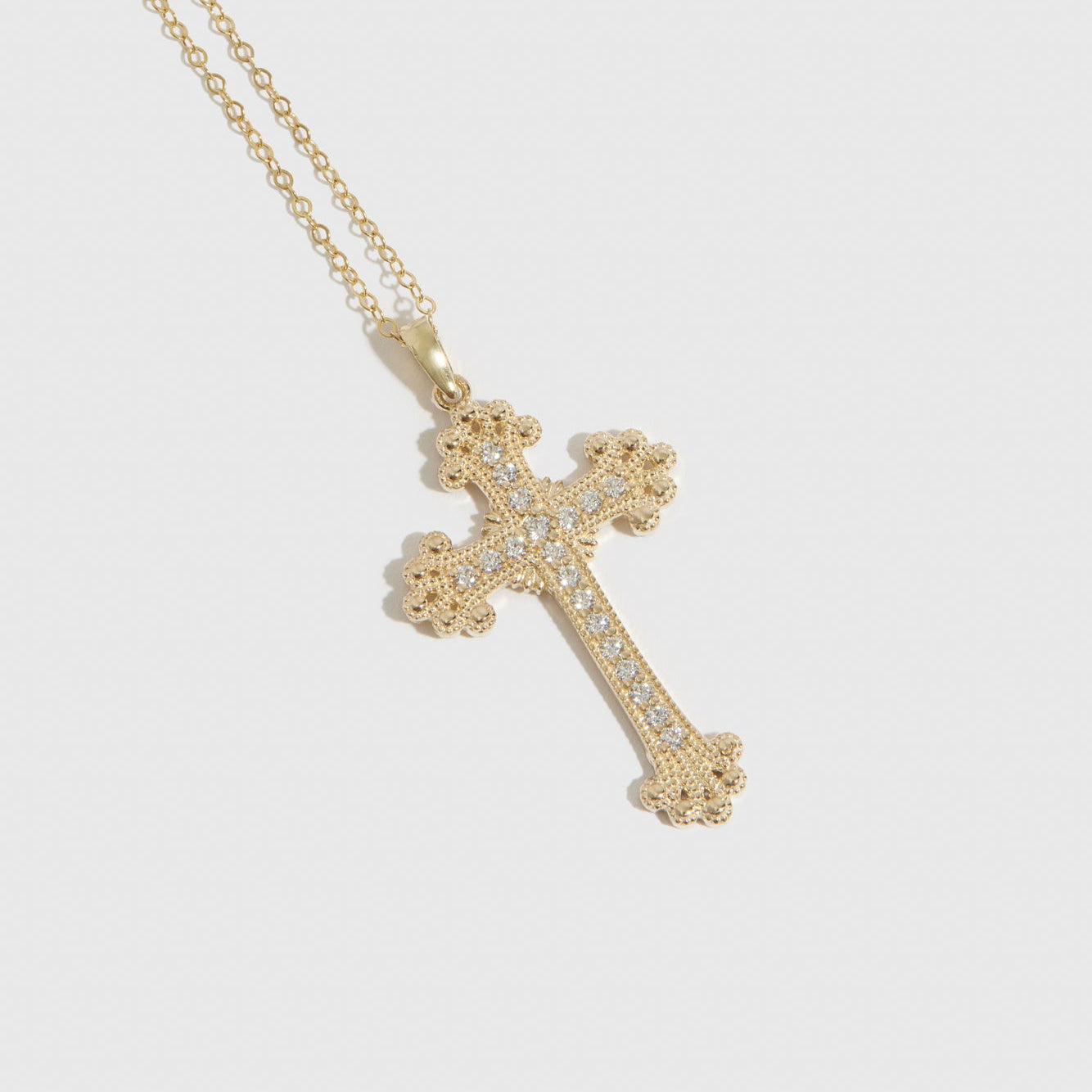 Goth Cross Pavé Pendant Necklace