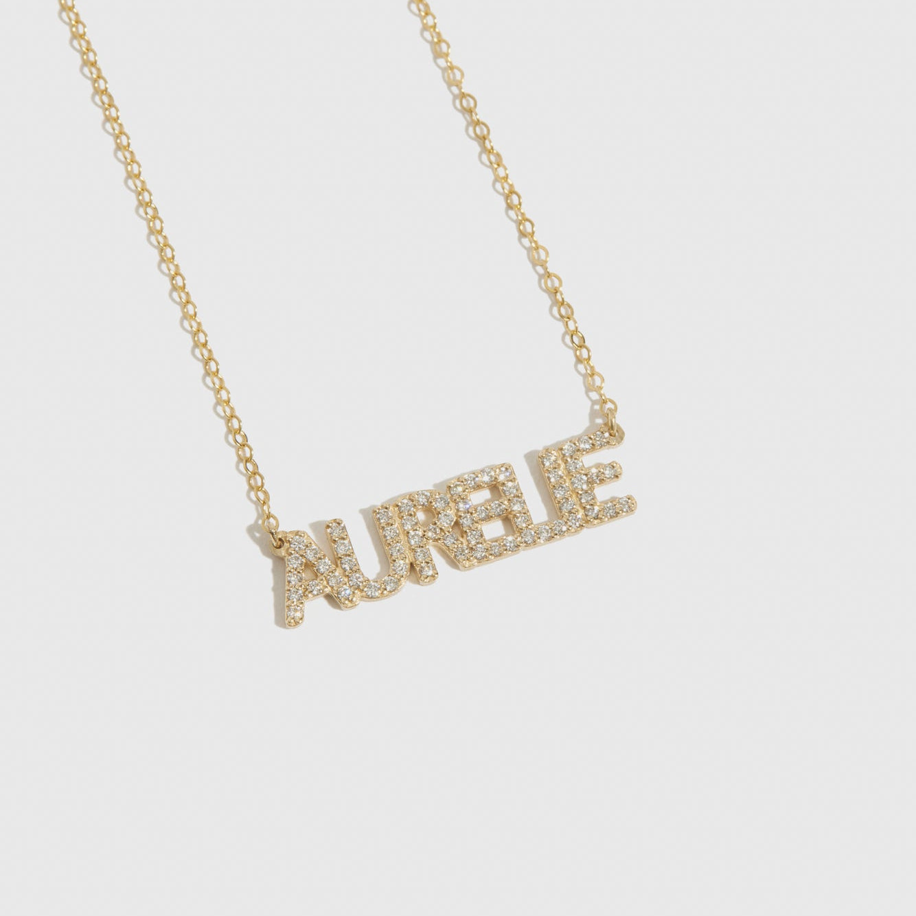 Personalized Pavé Block Font Nameplate Necklace