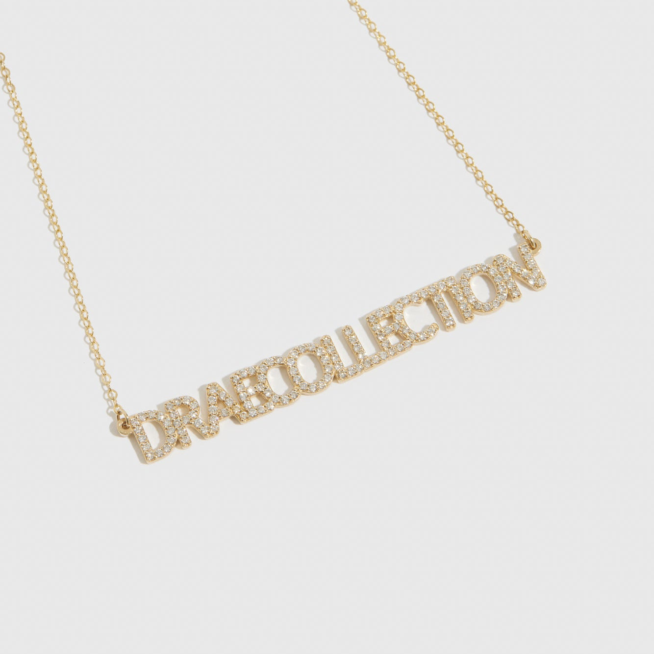 Personalized Pavé Block Font Nameplate Necklace