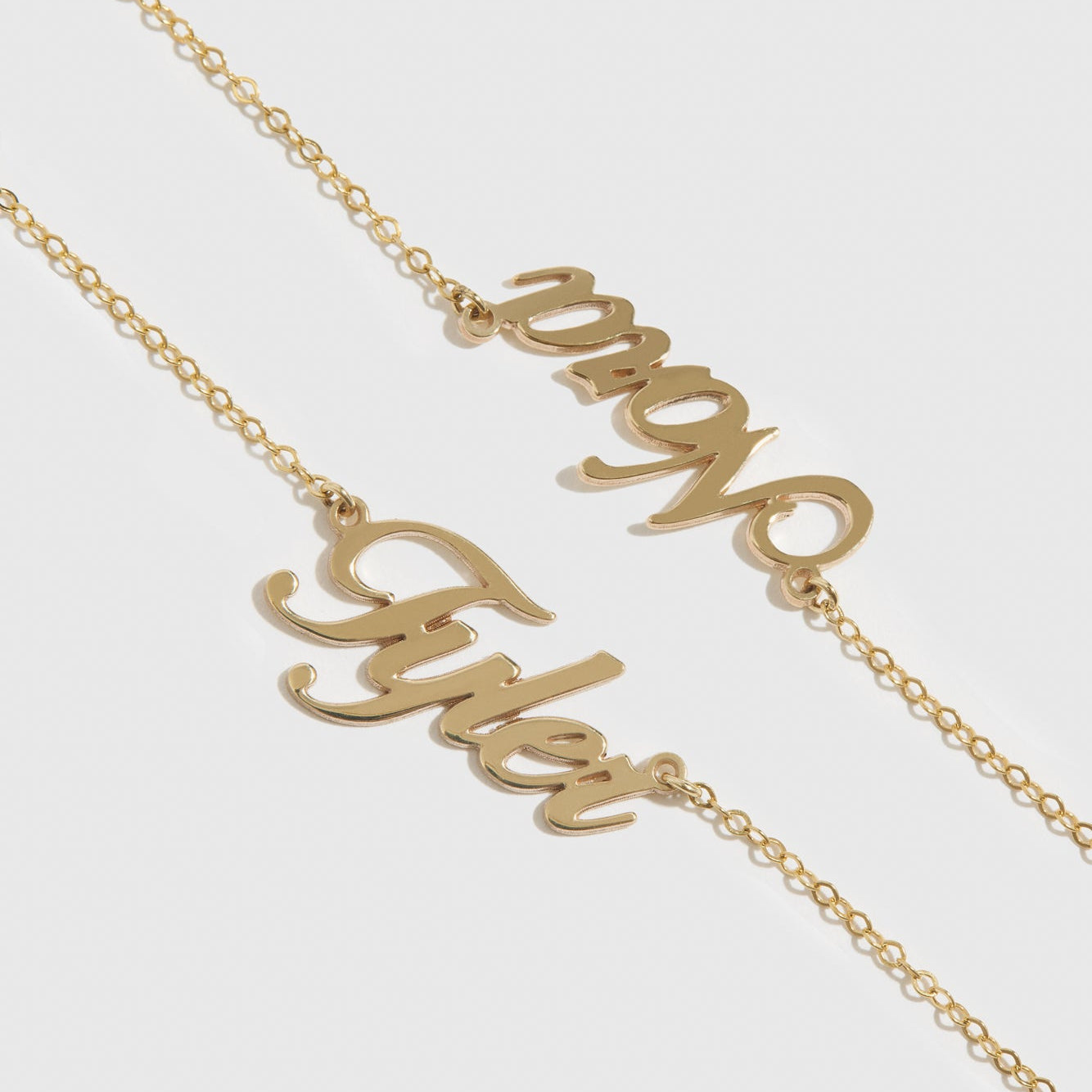Personalized Cursive Font Two Nameplates Necklace