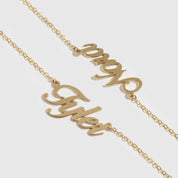 Personalized Cursive Font Two Nameplates Necklace