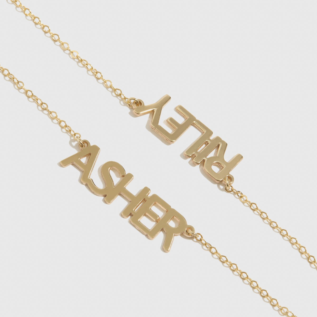 Personalized Block Font Two Nameplates Necklace
