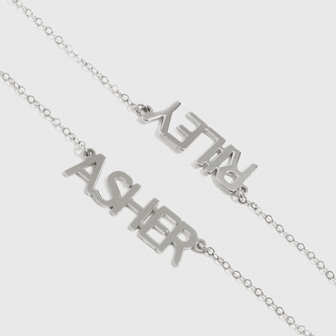 Personalized Block Font Two Nameplates Necklace