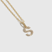 Block Font Pavé Letter Pendant Necklace