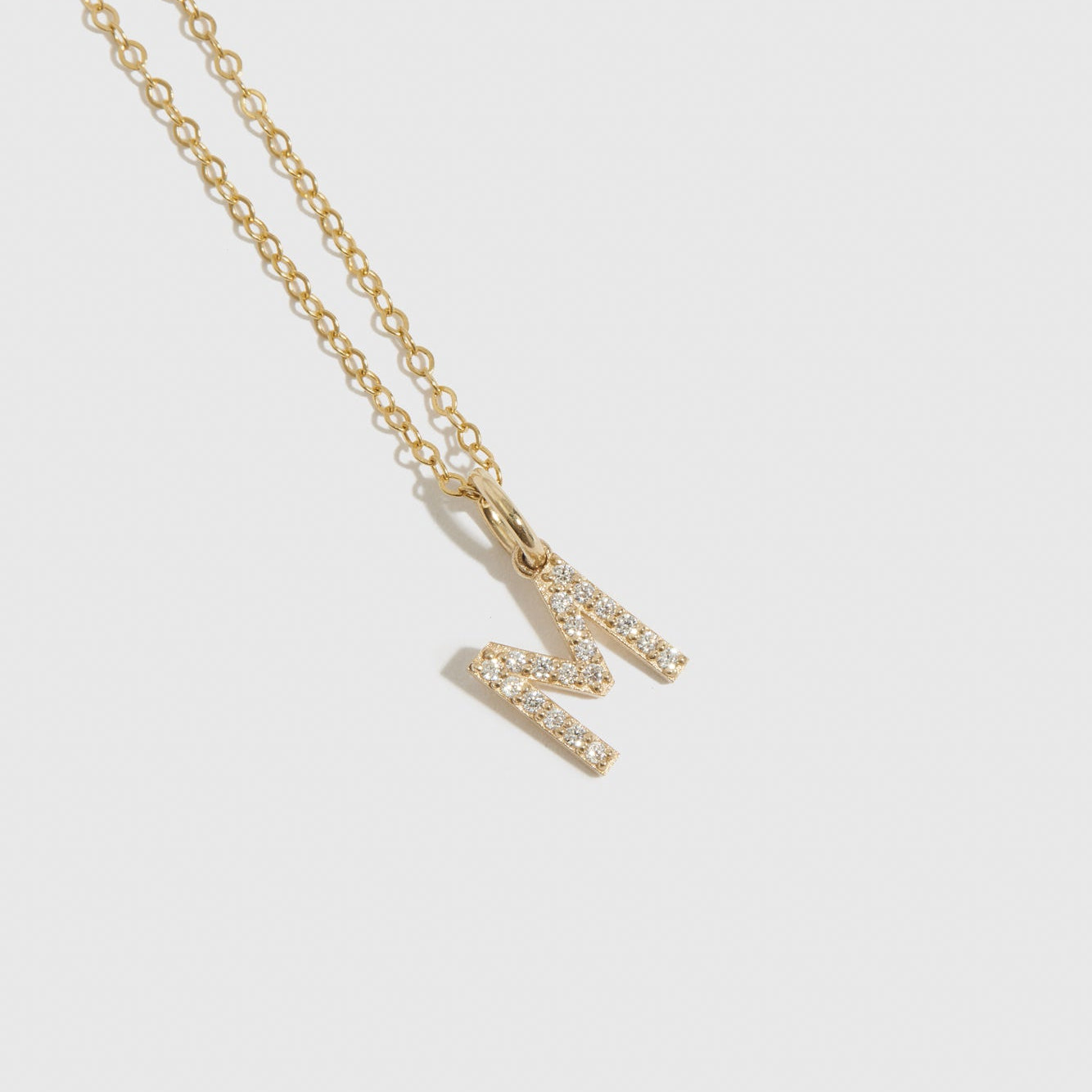 Block Font Pavé Letter Pendant Necklace