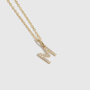 Block Font Pavé Letter Pendant Necklace