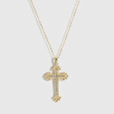 Goth Cross Pavé Pendant Necklace