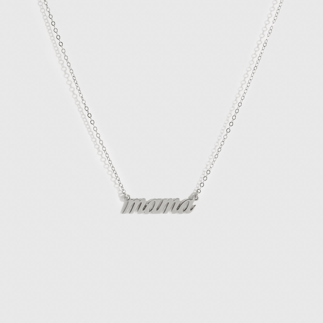 Sterling silver 925 Mama bare necklace, shown on a plain background.