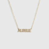 Personalized Pavé Block Font Nameplate Necklace