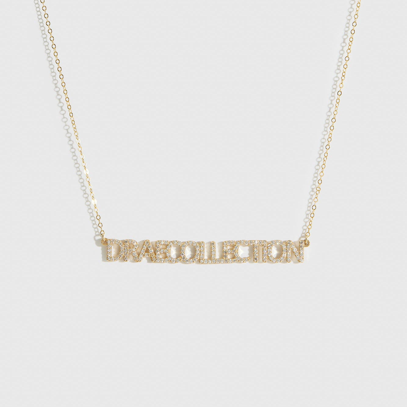 Personalized Pavé Block Font Nameplate Necklace