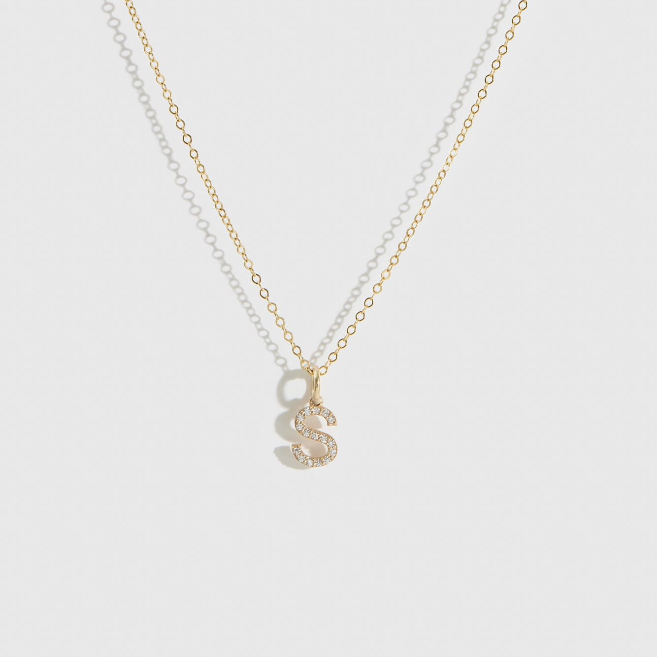 Block Font Pavé Letter Pendant Necklace