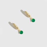Birthstone Huggies Emerald
