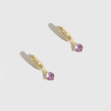 Birthstone Huggies Amethyst