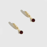Birthstone Huggies Garnet