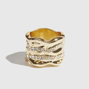 14k gold plated Bara ring with cubic zirconia, shown on a plain background.