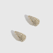 14k gold plated Hira bold earrings with pavé cubic zirconia, shown on a plain background.