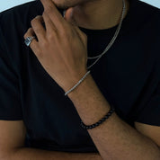 Bracelet Perles Agate Noire Homme