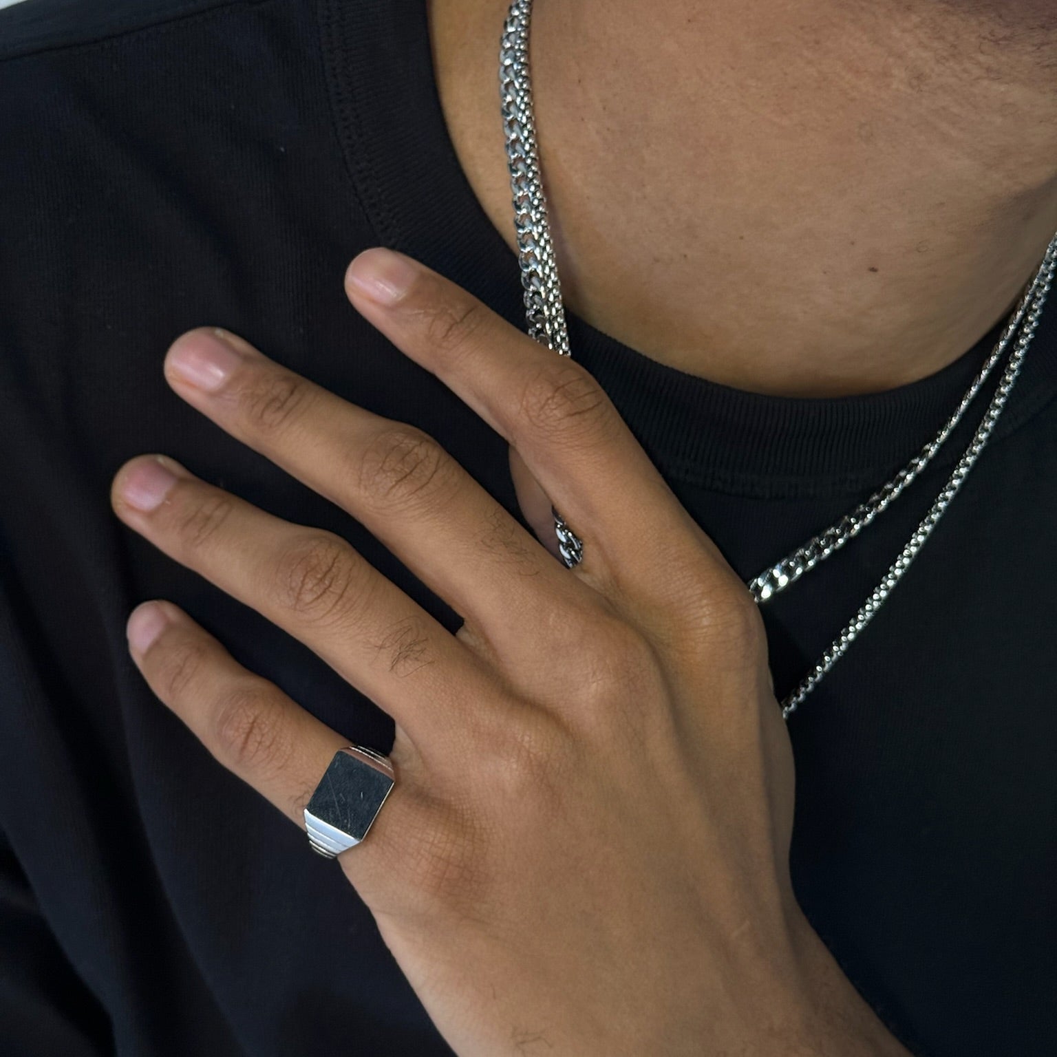 Bague Chevalière Carrée Homme
