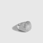 Silver signet ring with a plain, flat 15mm face, shown on a plain background.