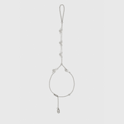 Sterling silver 925 dainty freshwater pearl hand chain with freshwater pearls, shown on a plain background.